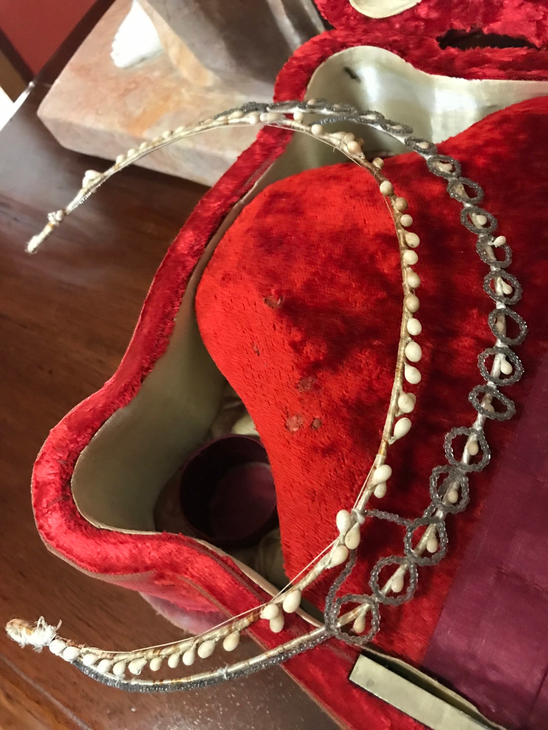 Rare French Vintage Wedding Tiara Bead and Wax Bud Head Piece Etsy