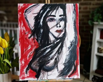 Nude woman painting,naked woman ART mermaid art, LOVE, handmade, gift for him, Wall art,wall decor, art homedecor, bedroom,modern art.