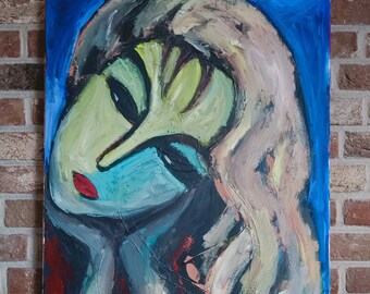 Female Painting AmeliaMoonART,  Art Canvas Original Art Work Wall Art , art homedecor, bedroom. 50x70x2cm.