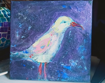 Seagull  painting, AmeliaMoonART, original  art, Present, Gift for him, gift for her, handmade, wall art, wall decor, homedecor.