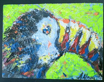 Toucan Art Bird Painting Tropical Art Toco Toucan painting Bird home decor, wall art, gift for her, Wildlife Modern art.