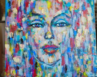 Icon. Sex symbol. Movie star Marilyn Monroe, Modern Wall Art, Creative Art Work, Pop Art, Famous acters, Original artwork, 50x50x4cm.