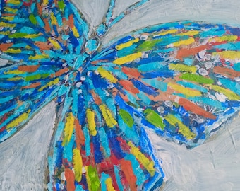 Beautiful butterfly painting , AmeliaMoonART, 55x55x3 cm, Original ArtWork, handmade, present, Wall art, modern art.