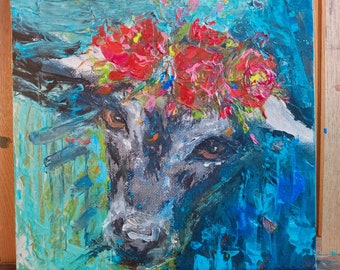 Cow painting On Canvas Cow art canvas Farm animal painting Original Animal Cow painting Cows Wall Decoration.
