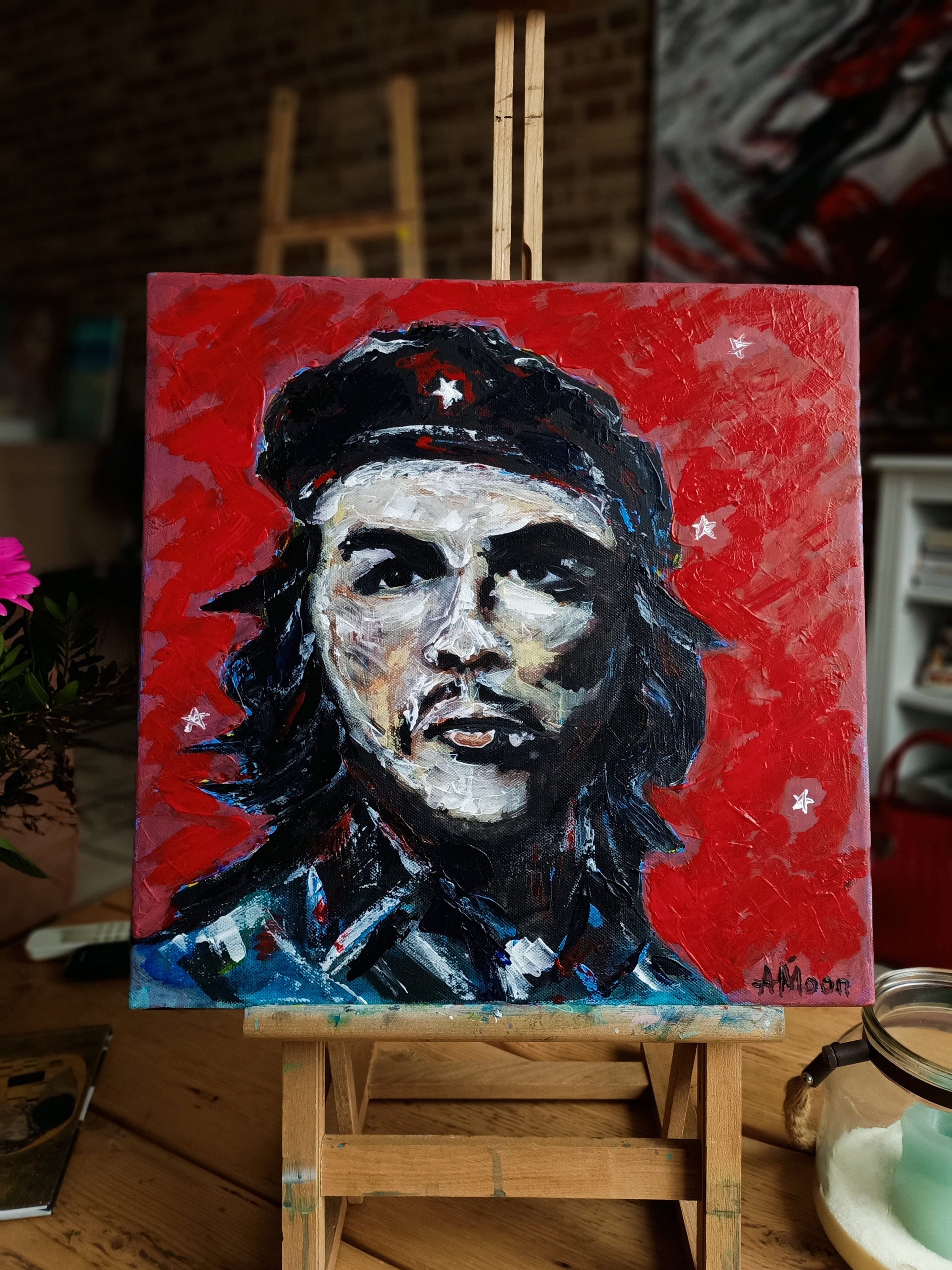 Che Guevara painting, portrait original art, handmade, wall art, wall decor, art homedecor, living room,modern art,gift for him.