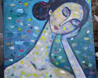 Ballerina painting AmeliaMoonART, Woman ART, Original art. Love Art, wall decor, art homedecor 50x70x2 cm.