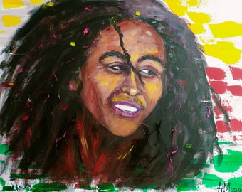 BOB MARLEY dipinto Bob Marley decorazione murale, ritratto di Bob Marley Love Bob Marley Art, Bob Marley Music Art