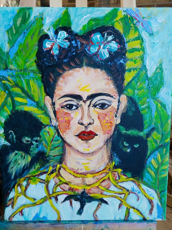 Autorretrato De Frida Kahlo Con Mono Y Gato