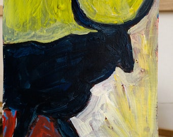 The bull the buffalo painting original art handmade present, wall decor, modern art, gift for him, art homedecor.