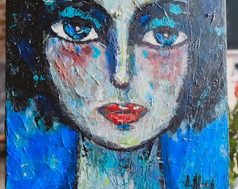 Blue Symphony by Kees fan Donen, AmeliaMoonART Present. Gift for her, Wall art. Wall decor. 30x40x2cm.