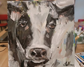 The cow painting original art handmade present, wall decor, modern art, gift for him, art homedecor.