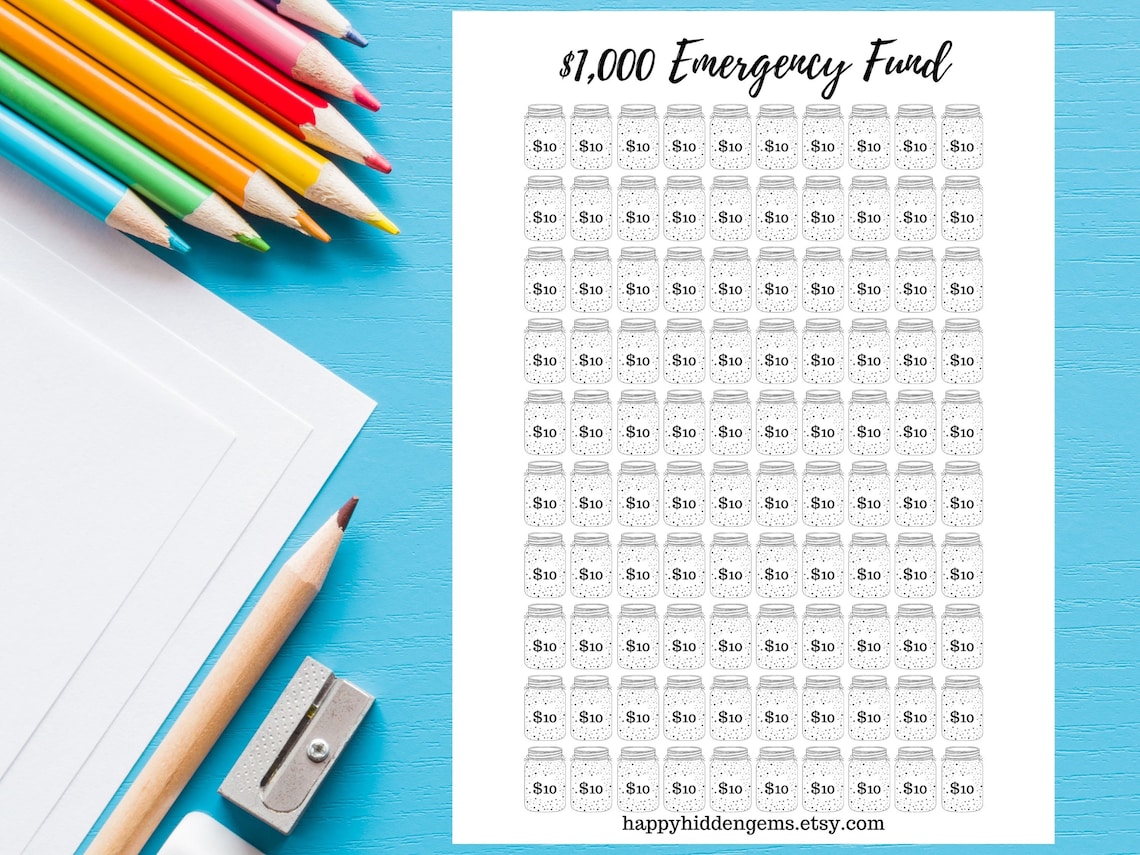 Printable Emergency Fund Tracker 1000 Emergency Fund Budgeting