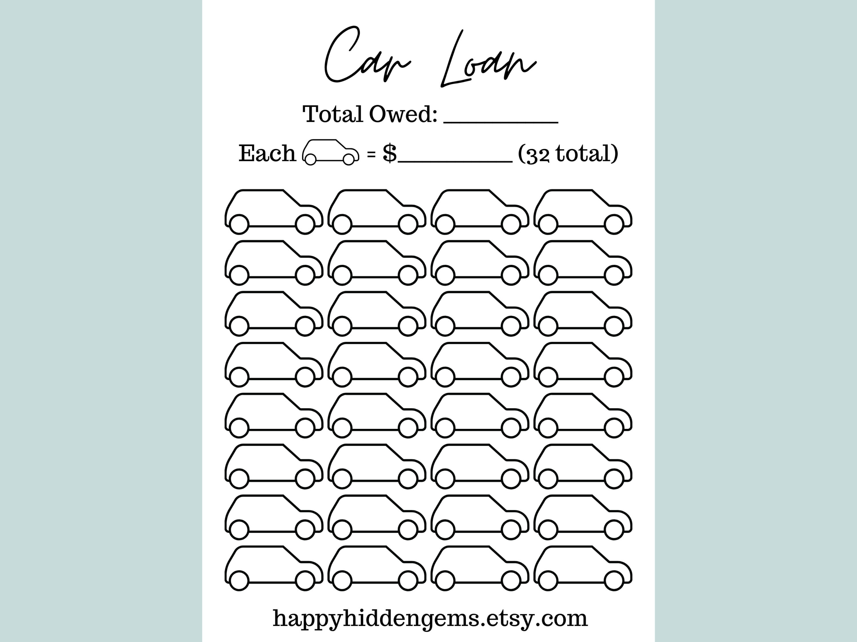 Printable Car Loan Tracker Debt Tracker Budgeting Etsy