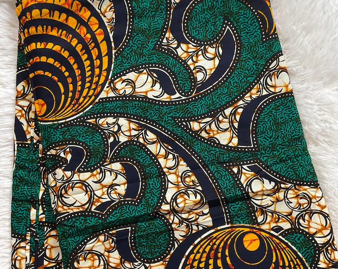 African Fabric/African prints/ Ankara fabric/ Wax print/ African fabric for decor/ African fabric for crafts/African headwrap/MK670h/Green F
