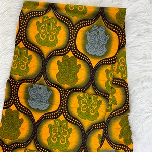 African Fabric/Ankara-Gold and Brown Fabric/YARD OR WHOLESALE/ African Dress/African Clothing/African Print/Cotton Fabric/FG38