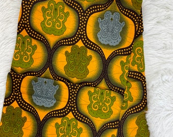 African Fabric/Ankara-Gold and Brown Fabric/YARD OR WHOLESALE/ African Dress/African Clothing/African Print/Cotton Fabric/FG38