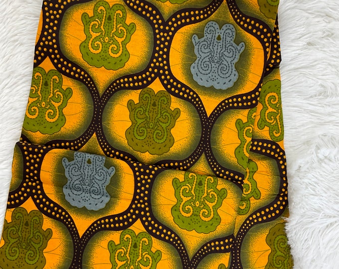 African Fabric/Ankara-Gold and Brown Fabric/YARD OR WHOLESALE/ African Dress/African Clothing/African Print/Cotton Fabric/FG38