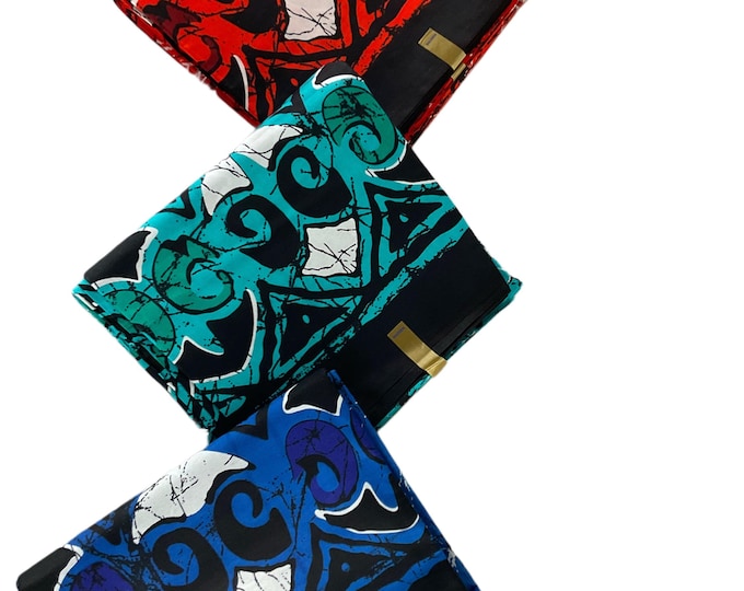 African Ankara Fabric, Teal Blue Orange Black Wax Print, By The Yard