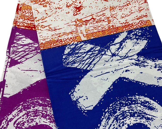 Purple Orange Blue African Print Fabric/Ankara Fabric 6 Yards/Cotton Fabric Per Yard//DK05/Quilts Fabric