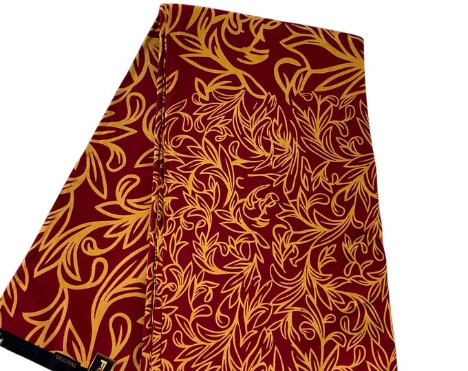 Wine Beige African Print Fabric/Ankara 100% Cotton/By The Yard/Quilting Fabric./MK151/