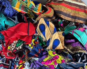 African Fabric Scraps Bundle | Ankara Wax Print Remnants for Quilting,The POUND,Sewing & DIY Crafts | Assorted Cotton Fabric Pieces/Bounty