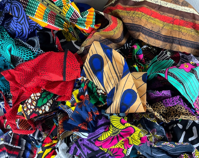 African Fabric Scraps Bundle | Ankara Wax Print Remnants for Quilting,The POUND,Sewing & DIY Crafts | Assorted Cotton Fabric Pieces/Bounty