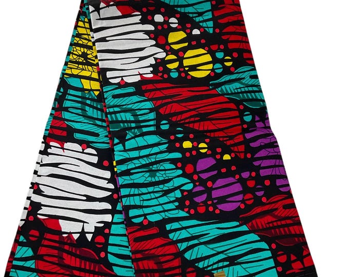 Teal Wine White African Print Fabric/Ankara Cotton 6 Yards/African Wax Print/Quilt Fabric/African Dress Fabric/MK670b
