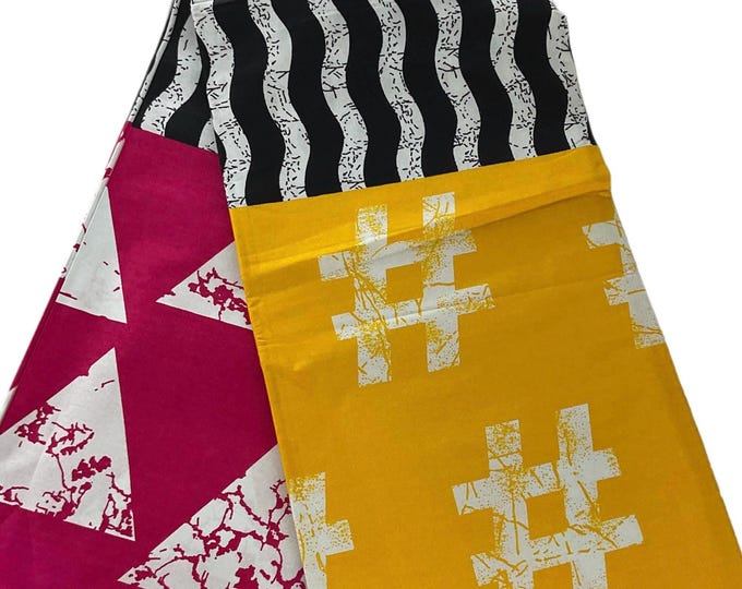 Yellow Black White Pink African Print Fabric/Ankara -Yard OR WHOLESALE/Fabric Bundle/Cotton Prints For Quilting/