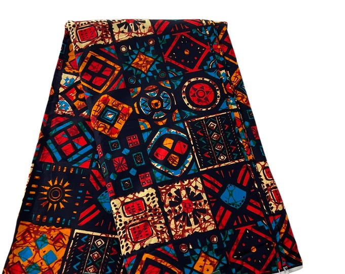 African Fabric/ African Print Fabric/African Wax Fabric/Ankara-Blue Pink Fabric/Gift For Her/Fabric/DT02