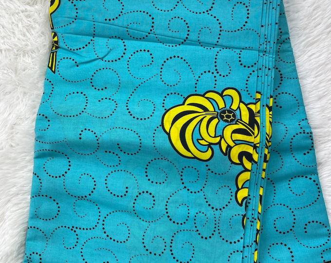 African Fabric/African prints/ Ankara fabric/ Wax print/ African fabric for decor/ African fabric for crafts/ headwrap/MK582/Turquoise and Y
