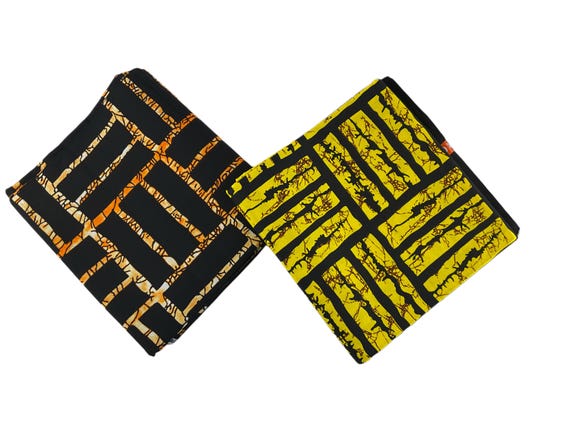 Black Gold and Yellow African Fabric/Ankara Fabric/Tribal Print/African Wax Print/Kente Fabric/African Fabric 6 Yards /MK433h/Cotton