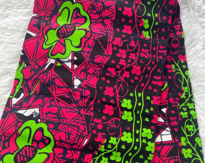 African Fabric/Ankara-Green and Pink Color/African Fabric Dress/African Clothing/FG56e/ African Wax Print