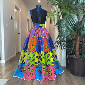 African Skirt/Ankara Skirt/Green,Blue African Skirt/African Clothing/Maxi Skirt/Plus Size Dress/Long Skirt/Boho /Hippie Skirt/Ankara Dress/