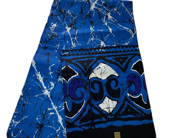 African Fabric/African Print Fabric/Ankara-Blue White Black Fabric/MK464/Fabric/ Fabric Bundles/African Clothing/ African Wax Print/