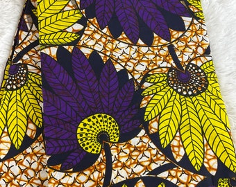 Tecido africano/Estampas africanas/Tecido Ankara/Estampa wax/Tecidos africanos roxos e amarelos/Tecido africano da/MK184