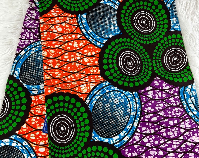 Multicolor African Fabric/African prints/ Ankara fabric/ African fabric per yard/ African fabric for crafts/ African fabri/FG29