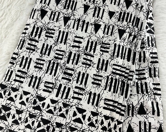 African Fabric/African prints/ Ankara fabric/ African wax/ African fabric per yard/African fabric 6 yards/MK888/Whiteand Black African Fabri