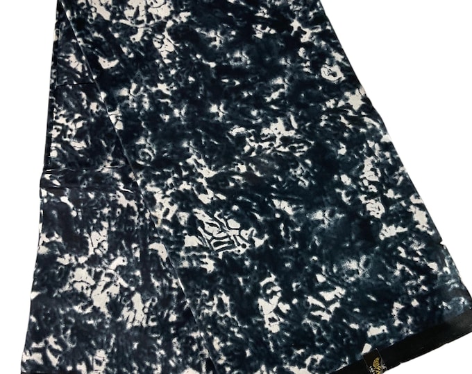Gray,Black and White Ankara Fabric – African Print Cotton, 6 Yards with Headwrap