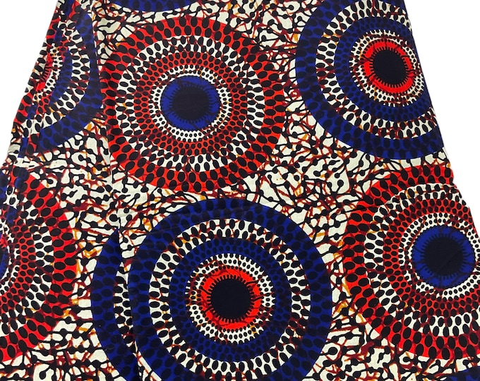 Cream Blue Orange African Print Fabric/Ankara Fabric/Fabric Per Yard/Cotton Fabric For quilting/MK458/Tribal/Native Fabric