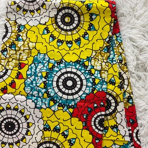 African Fabric/Ankara-Yellow and Blue Circle Fabric/Wax Print/Kente/Tribal Prints/Kitenge/Mudcloths/African Clothing/African Headwrap/Blocke