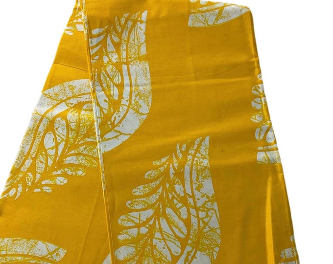 African fabric /African prints/ African fabric per yard/ African fabric for crafts/ African/MK141/Ankara-Yellow and White Leave Fabric