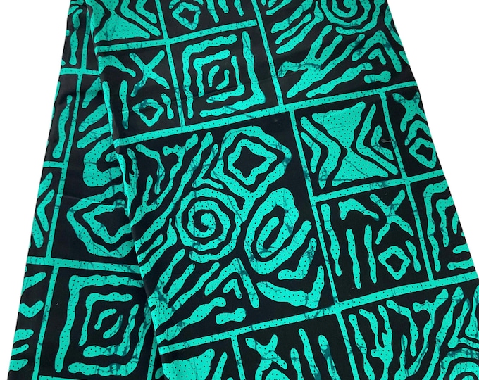 African Fabric/African Print Fabric/Ankara-Teal and Black Fabric/MK464/Fabric/ Fabric Bundles/African Clothing/ African Wax Print/African