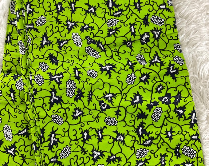 African Fabric 6 Yards/Ankara fabric/ Ankara fabric by the yard/African wax/Hollandais/Green African Fabric/MK803
