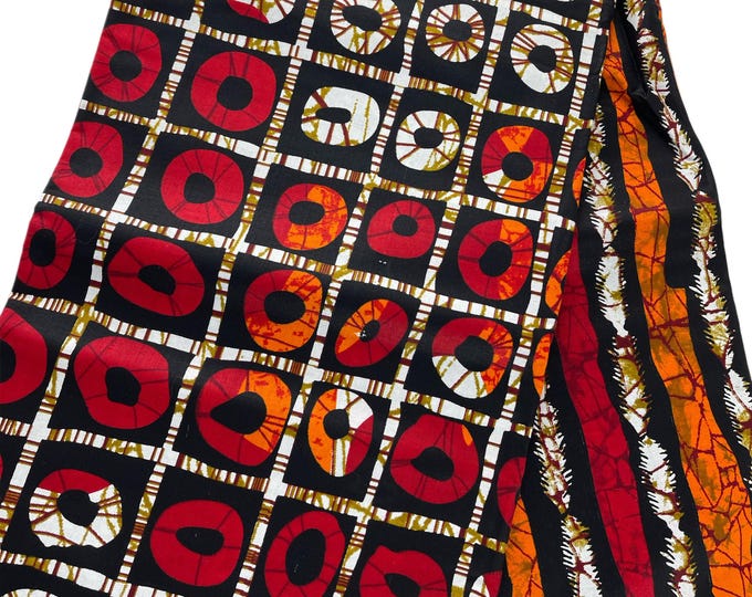 African Fabric/African Print Fabric/Ankara-Brown and Orange Circle Design/African Clothing/Gift For Her/African Fabric By The Yard/Wax/GK02