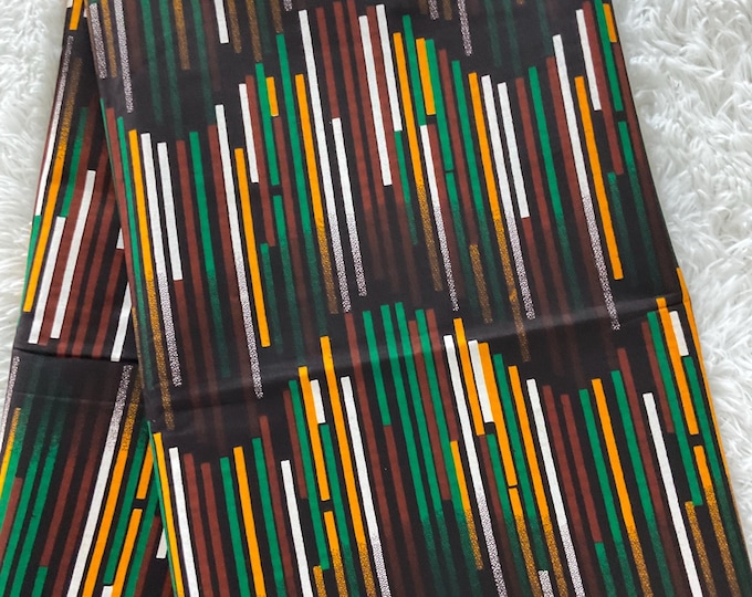 African Fabric/African prints/ Ankara-Green,White Brown Color fabric/ African wax/Hollandais/African fabric/By the yard fabric/MK482/Gift Fo