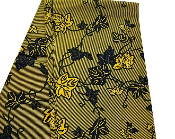 African Fabric/African Print Fabric/Ankara-Gold Black Color/ African fabric per yard/ African fabric for crafts/ African Dress/MK151/Af