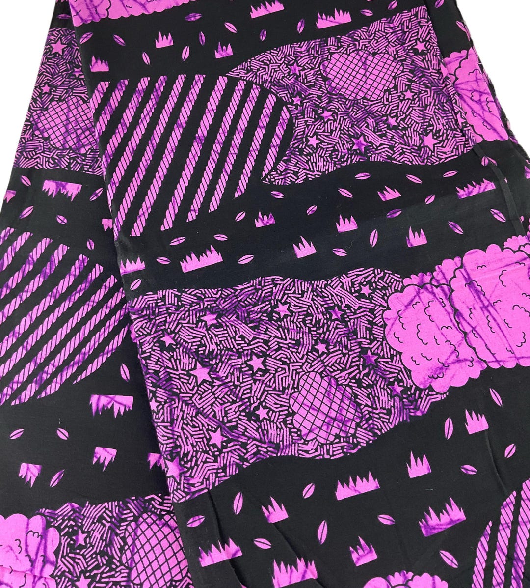 Pink and Black African Fabric/ankara 6 Yards/by the Yard/cotton