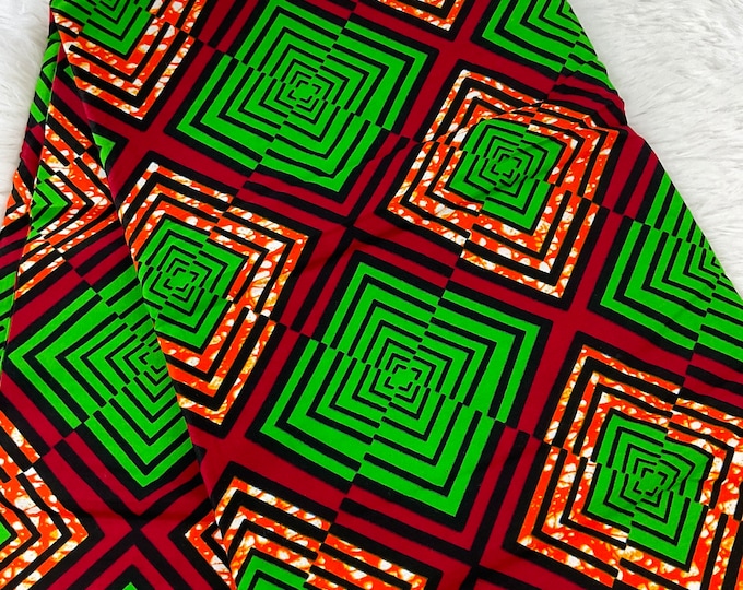 African Fabric/African Wax Fabric/ Ankara-Wine,Green Color/African Fabric Per Yard/African Dress/Kitenge/DK37/Danshiki