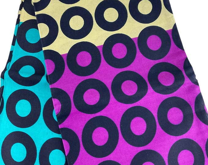 Purple Blue Cream African Fabric/Ankara By The Yard/Cotton