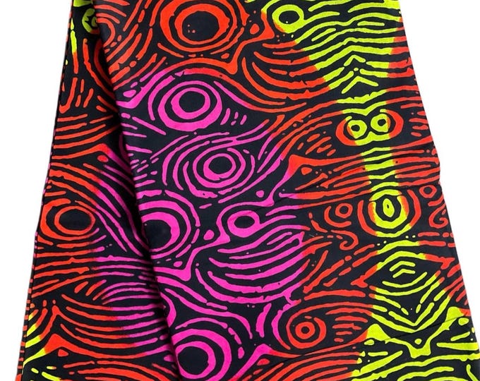 100% Cotton African Print Fabric – Yellow, Black, Pink Ankara Yardage